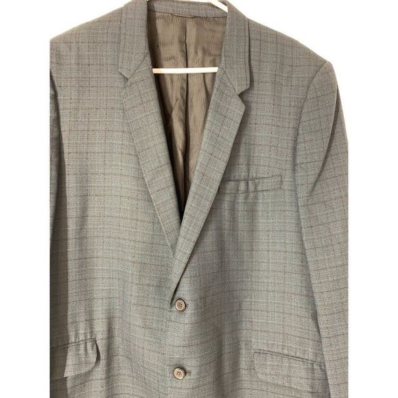 Mens 60s Vintage Sport Coat Blazer Plaid Size 44 Blue Rough Riders CA USA 5446 - Picture 4 of 10